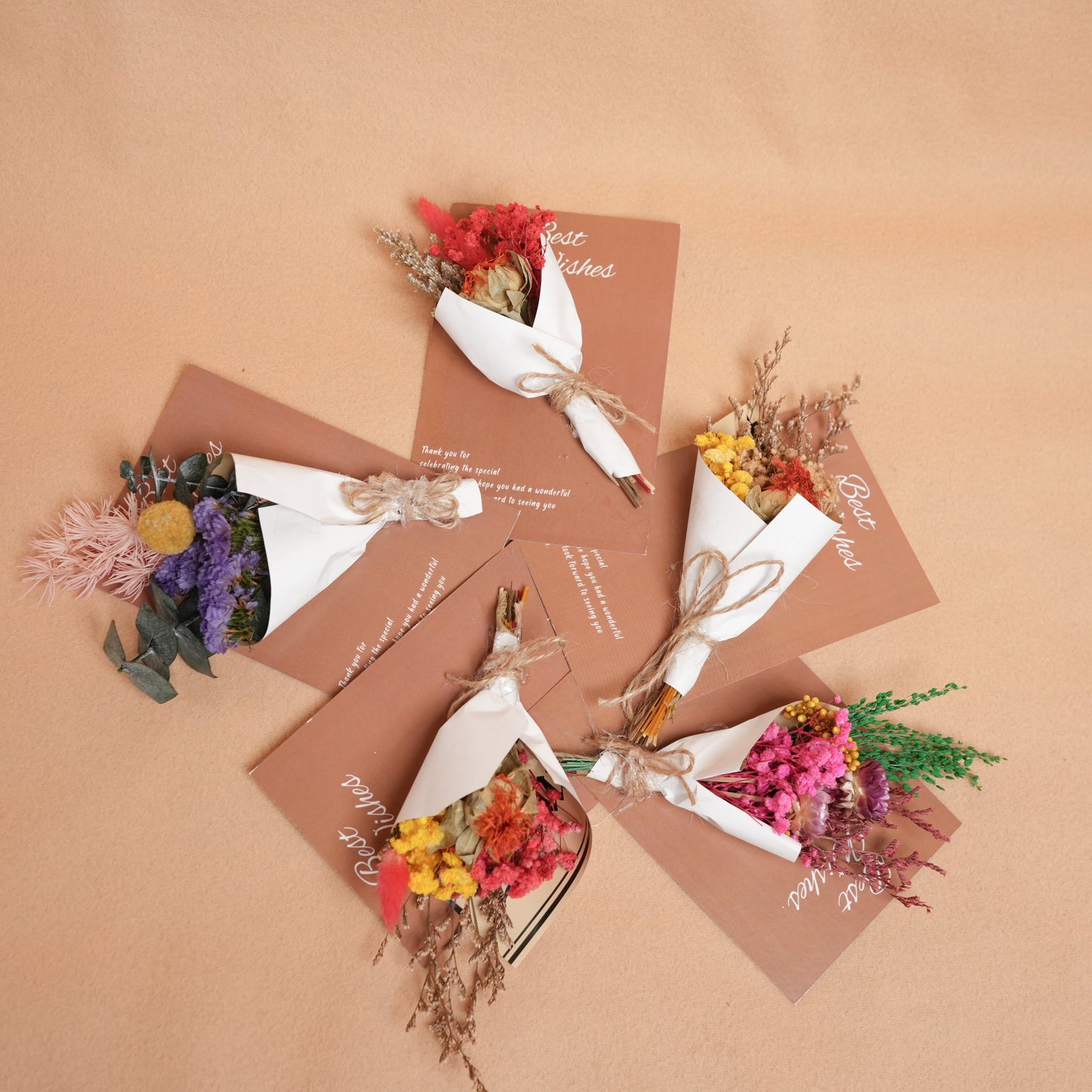 Everlasting Flowers Greeting Card Set of 5 | Dried Flower Greeting Cards