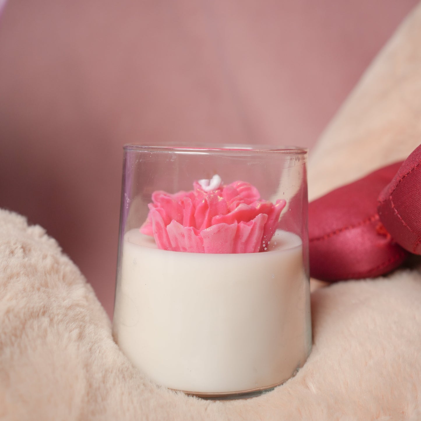 Petal Glow Candle – Floral Pink Valentine Candle | Artecasa