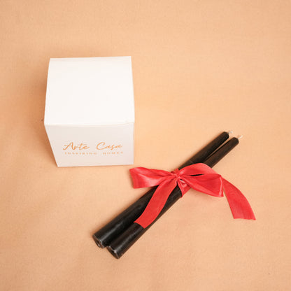 Midnight Flame Candle Set – Black Taper Candle with Stand | Artecasa