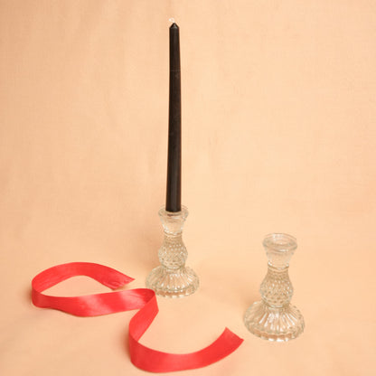 Midnight Flame Candle Set – Black Taper Candle with Stand | Artecasa