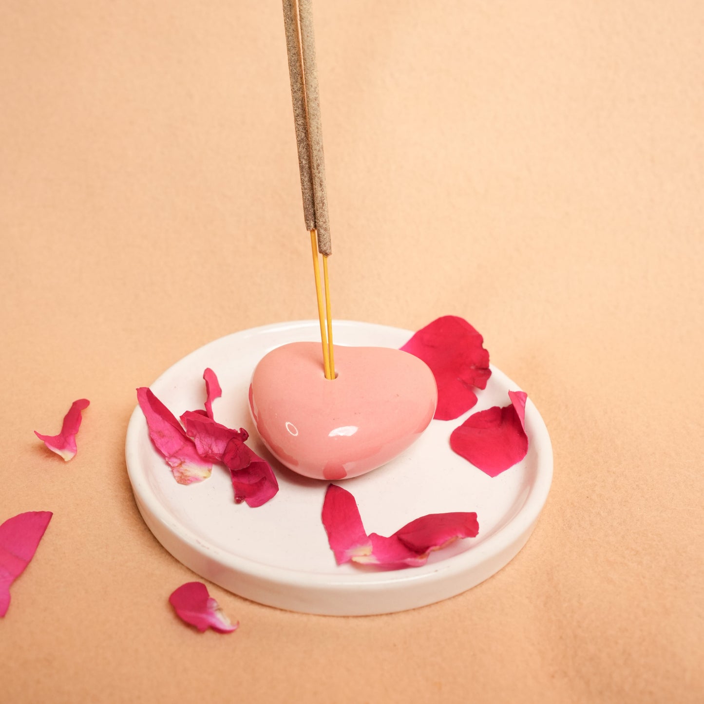 HeartGlow Agarbati Stand | Heart Shaped Ceramic Incense Holder