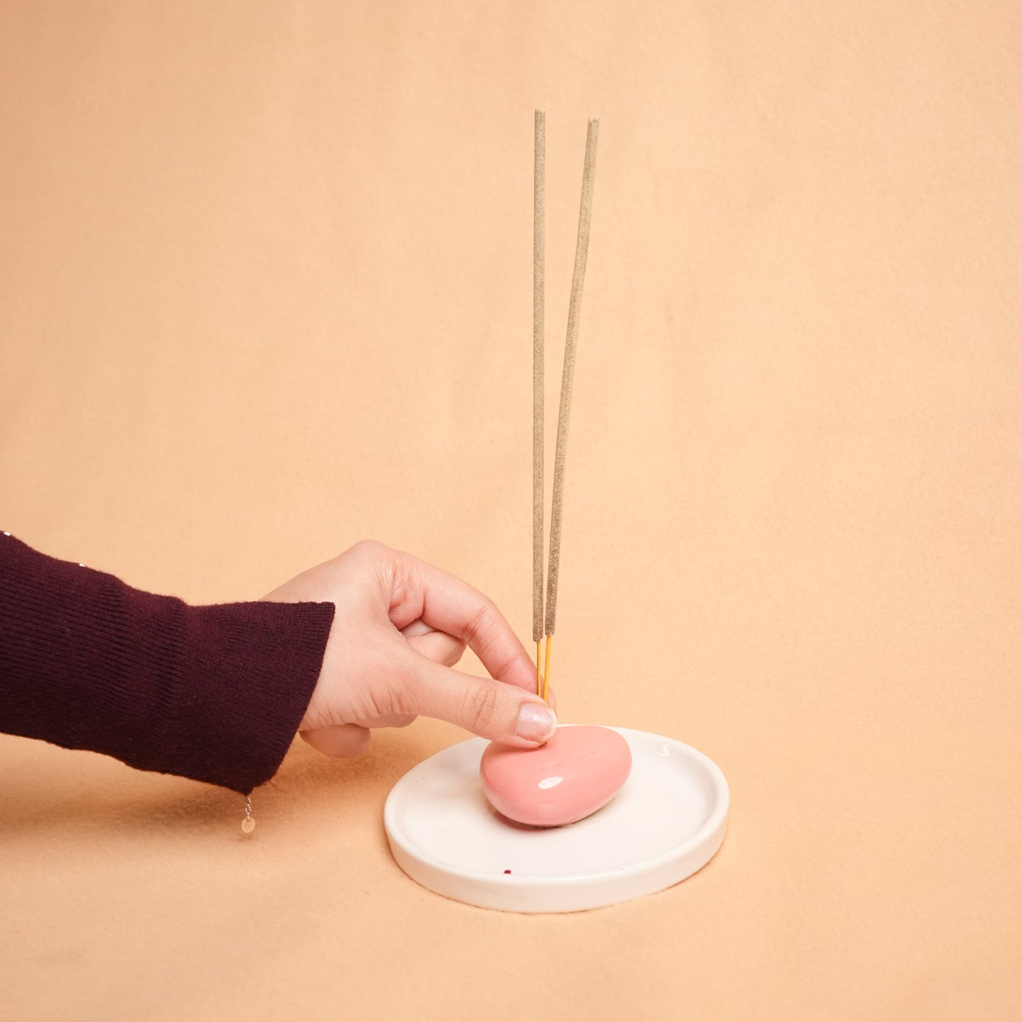 HeartGlow Agarbati Stand | Heart Shaped Ceramic Incense Holder