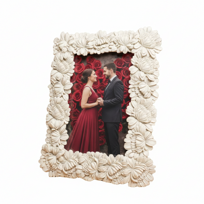 White Artisan Frame – Handcrafted Ceramic Photo Frame | Artecasa