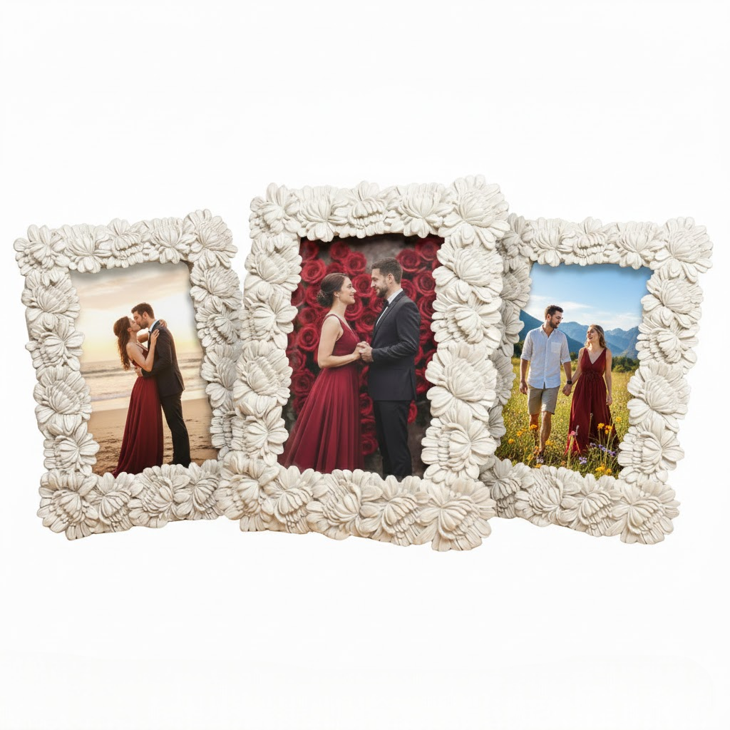 White Artisan Frame – Handcrafted Ceramic Photo Frame | Artecasa