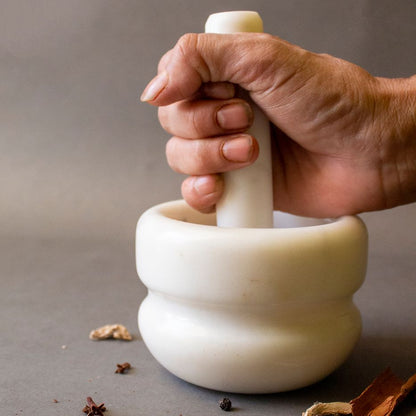 Concentric Mortar and Pestle | Byora Homes | White | White Indian Marble