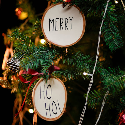 HO HO and Merry Festive ornaments