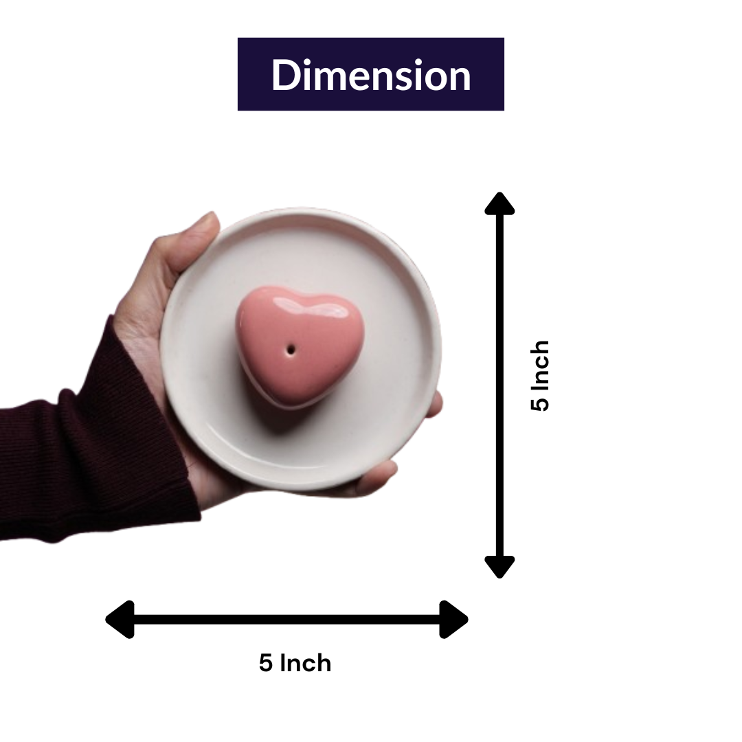 HeartGlow Agarbati Stand | Heart Shaped Ceramic Incense Holder