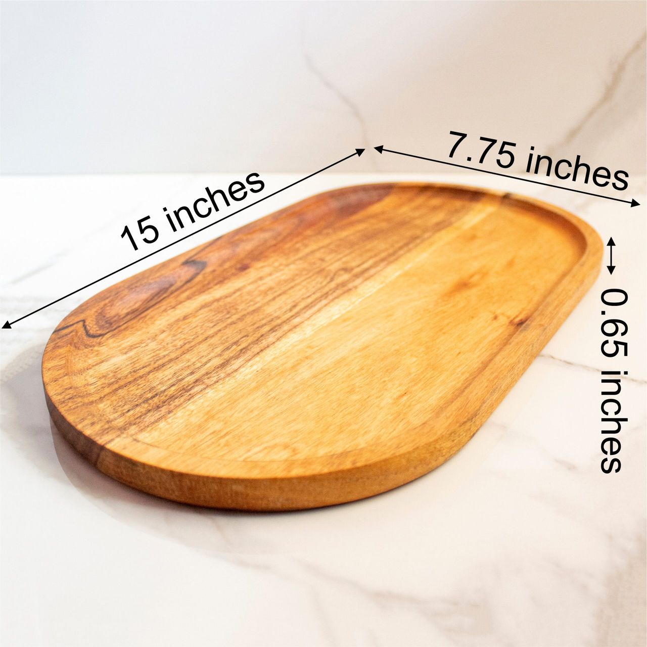 Acacia Wood Elliptical Tray | Byora Homes | Brown | Acacia Wood