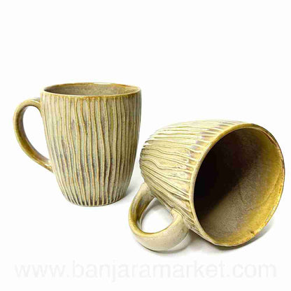 Banjara Market | Faded Mustard (Linear) Mugs (Set of 2)