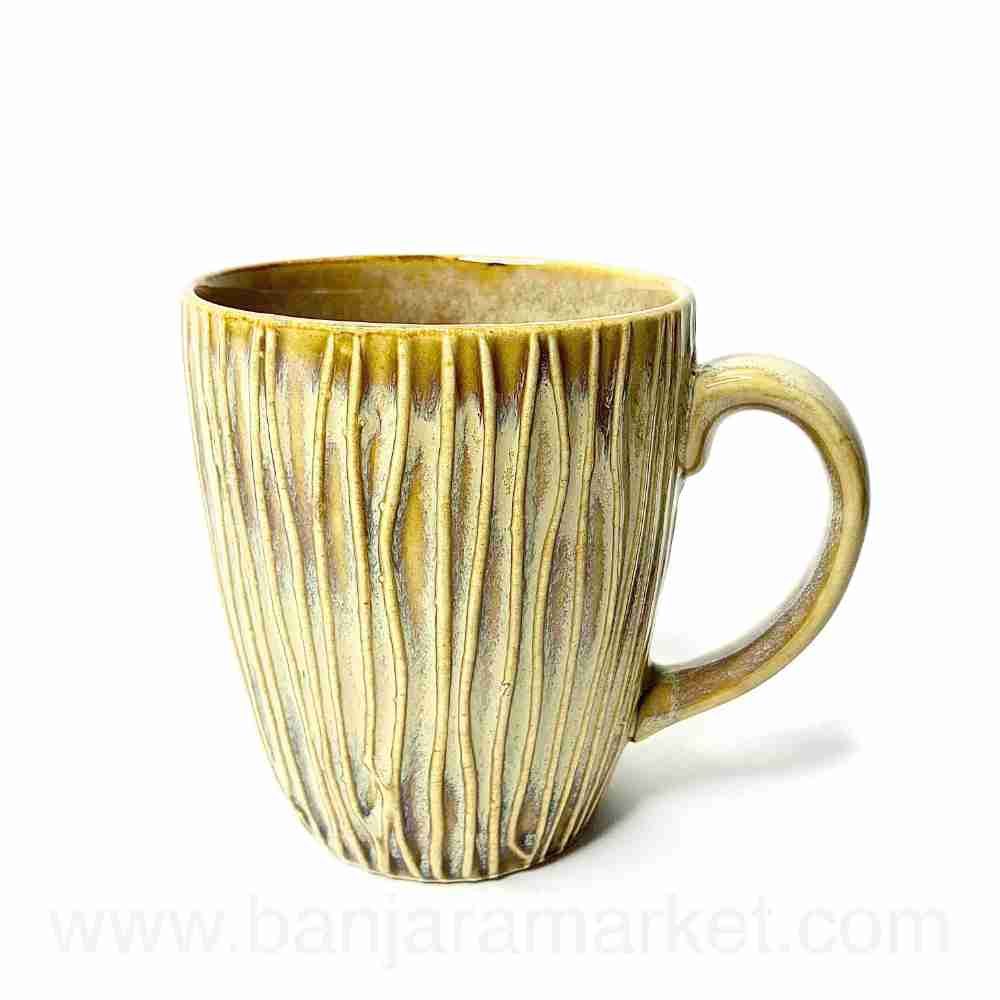 Banjara Market | Faded Mustard (Linear) Mugs (Set of 2)