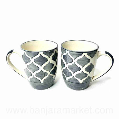 Banjara Market | Grey Moroccan Mugs (Set of 2)