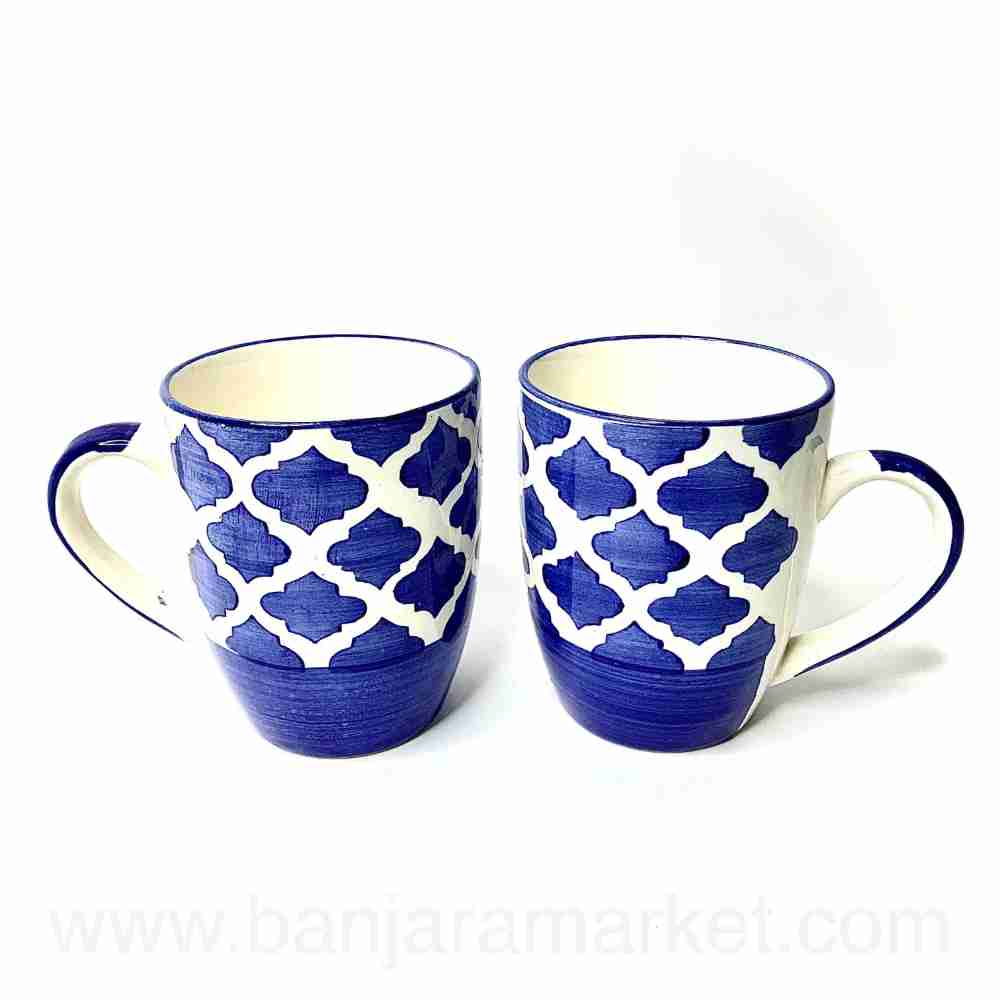 Banjara Market | Blue Moroccan Print Coffee Mugs (Set of 2)