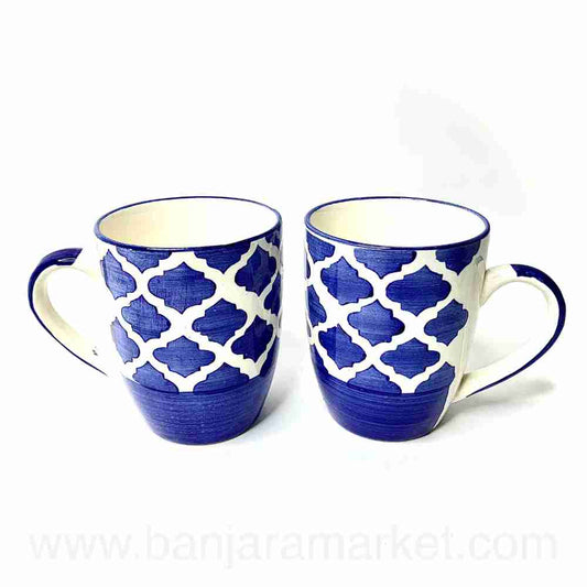 Banjara Market | Blue Moroccan Print Coffee Mugs (Set of 2)