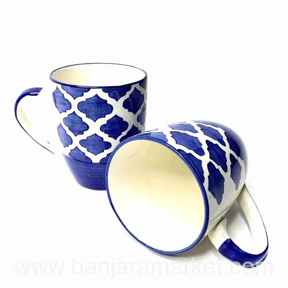 Banjara Market | Blue Moroccan Print Coffee Mugs (Set of 2)