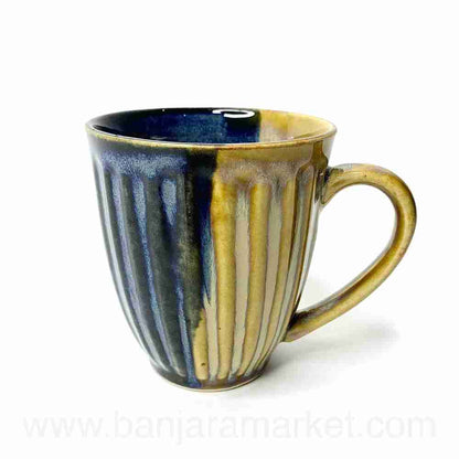 Banjara Market | Blue-Mustard Dual Tone Mugs (Set of 2)