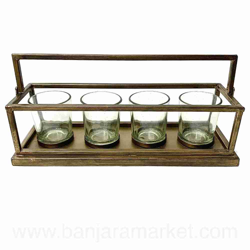 Banjara Market | Metal-Glass Candle Stand