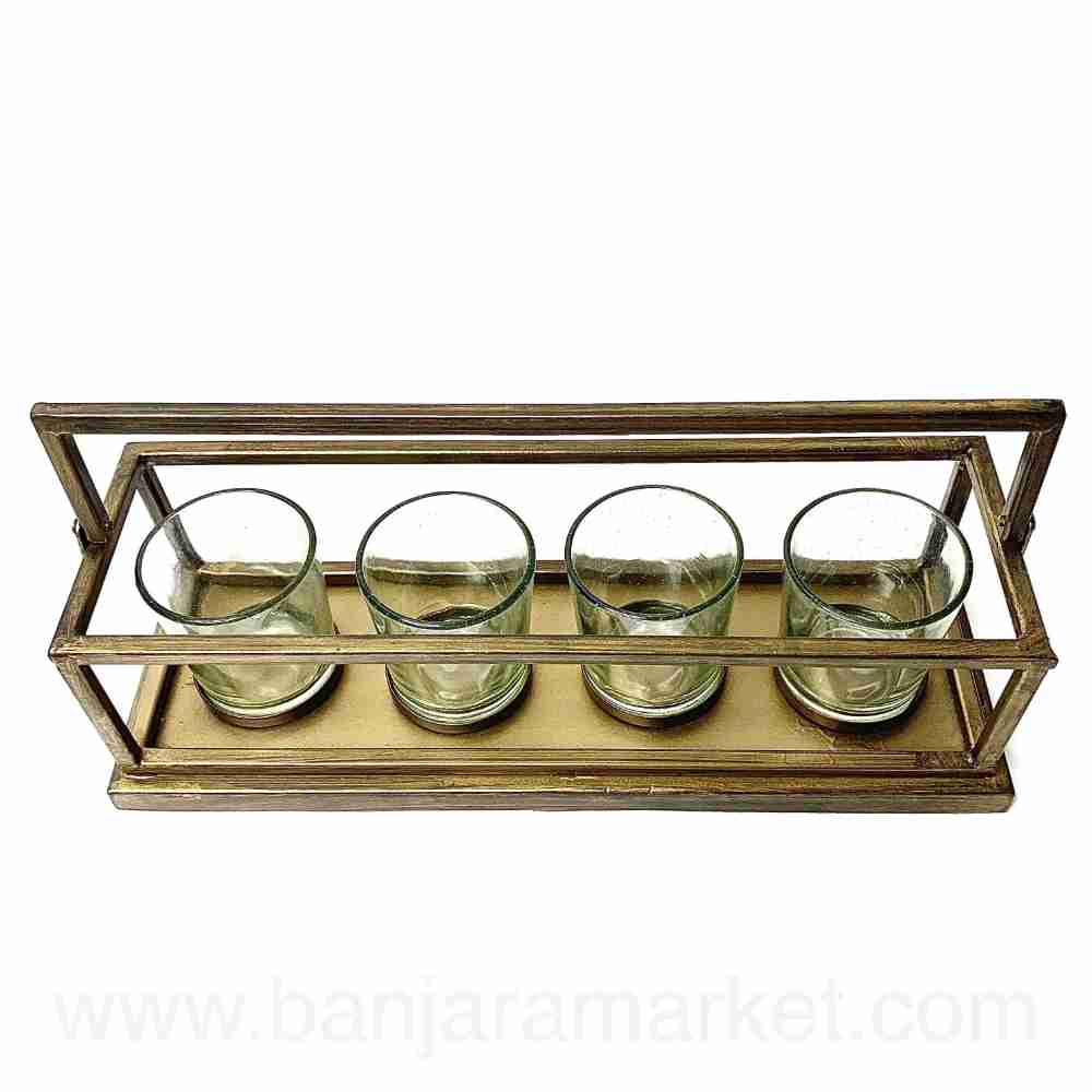 Banjara Market | Metal-Glass Candle Stand