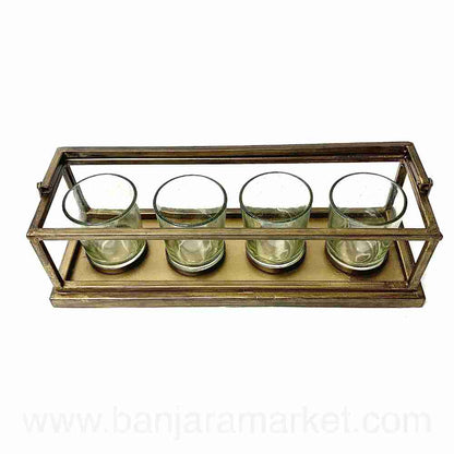 Banjara Market | Metal-Glass Candle Stand