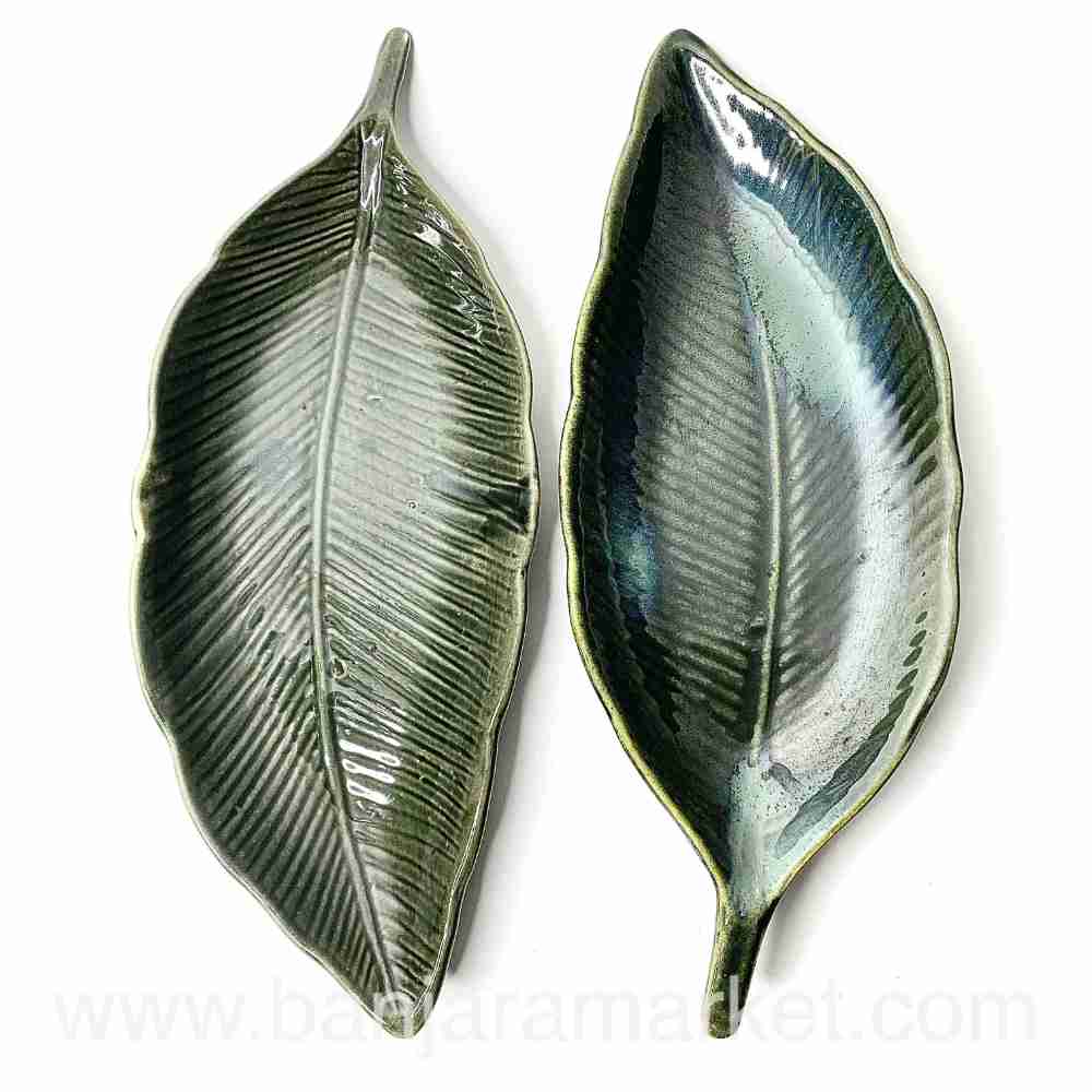 Banjara Market | Big Green Leaf Platters (Set of 2)