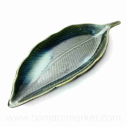 Banjara Market | Big Green Leaf Platters (Set of 2)