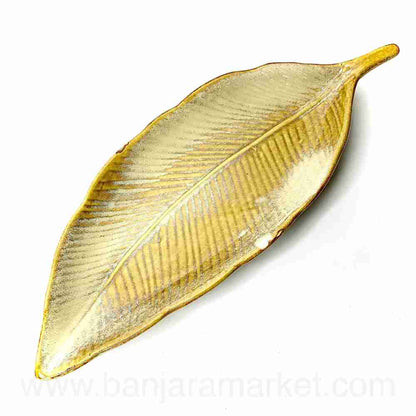 Banjara Market | Medium Faded Mustard Leaf Platters (Set of 2)