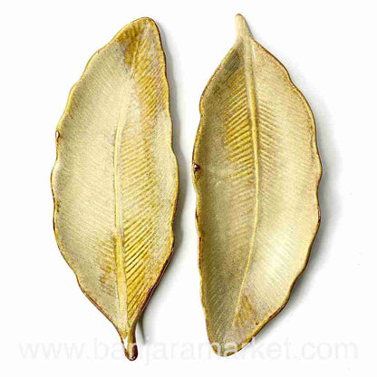 Banjara Market | Big Faded Mustard Leaf Platters (Set of 2)