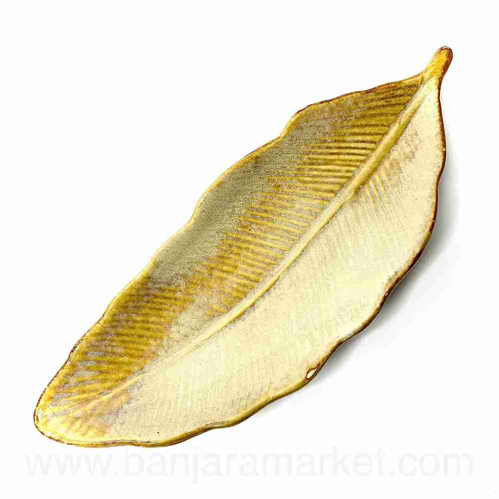 Banjara Market | Big Faded Mustard Leaf Platters (Set of 2)