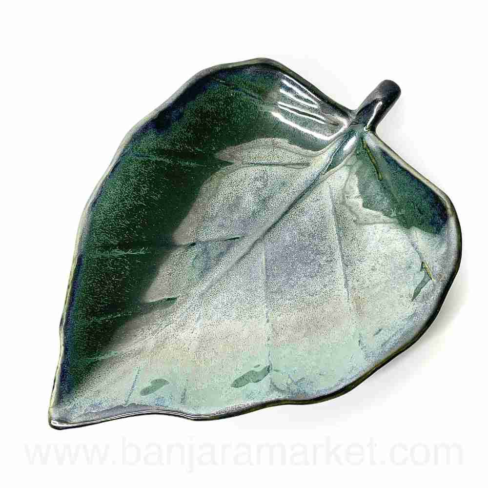 Banjara Market | Moss Green Paan Leaf Platters (Set of 2)