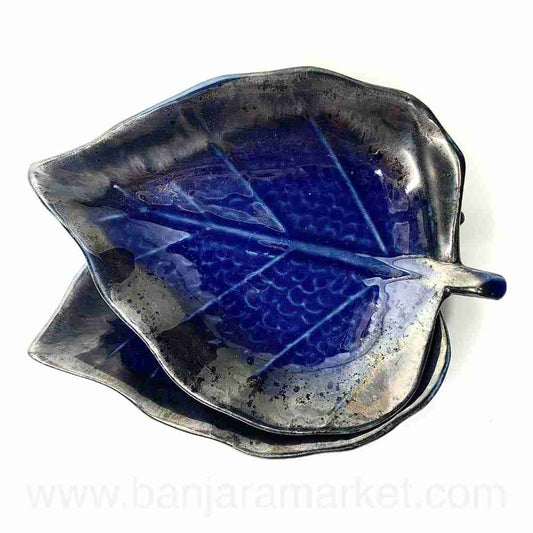 Banjara Market | Blue Paan Leaf Platters (Set of 2)