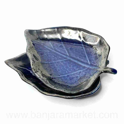 Banjara Market | Blue Paan Leaf Platters (Set of 2)