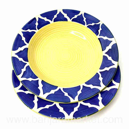 Banjara Market | Moroccan Yellow-Blue Big Pasta Plates (Set of 2)