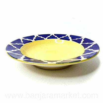 Banjara Market | Moroccan Yellow-Blue Big Pasta Plates (Set of 2)