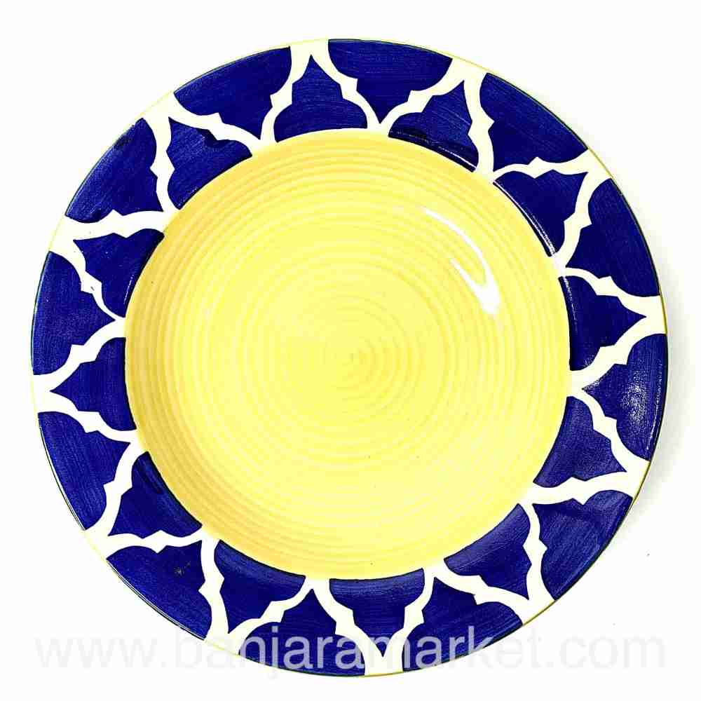 Banjara Market | Moroccan Yellow-Blue Big Pasta Plates (Set of 2)