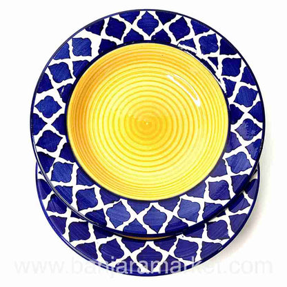 Banjara Market | Yellow-Blue Moroccan Pasta Plates (Set of 2)