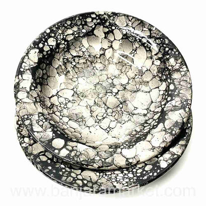 Banjara Market | Grey Bubble Print Pasta Plates (Set of 2)