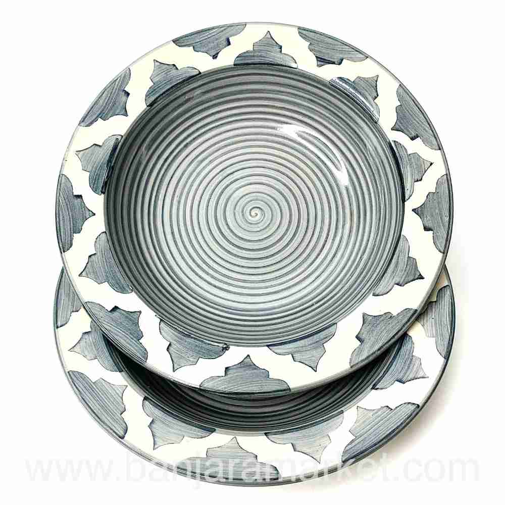 Banjara Market | Grey Moroccan Pasta Plates (Set of 2)