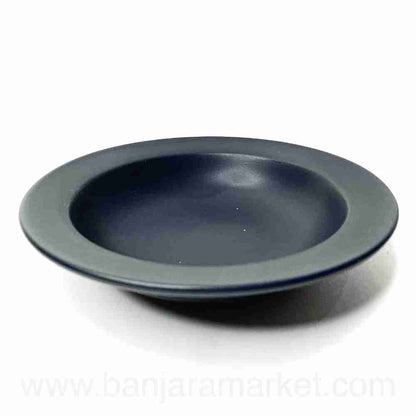 Banjara Market | Matt Black Small Pasta Plates (Set of 2)