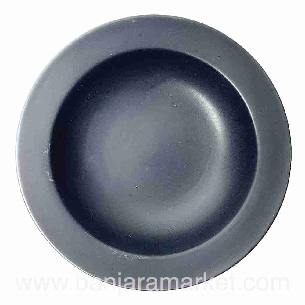 Banjara Market | Matt Black Small Pasta Plates (Set of 2)