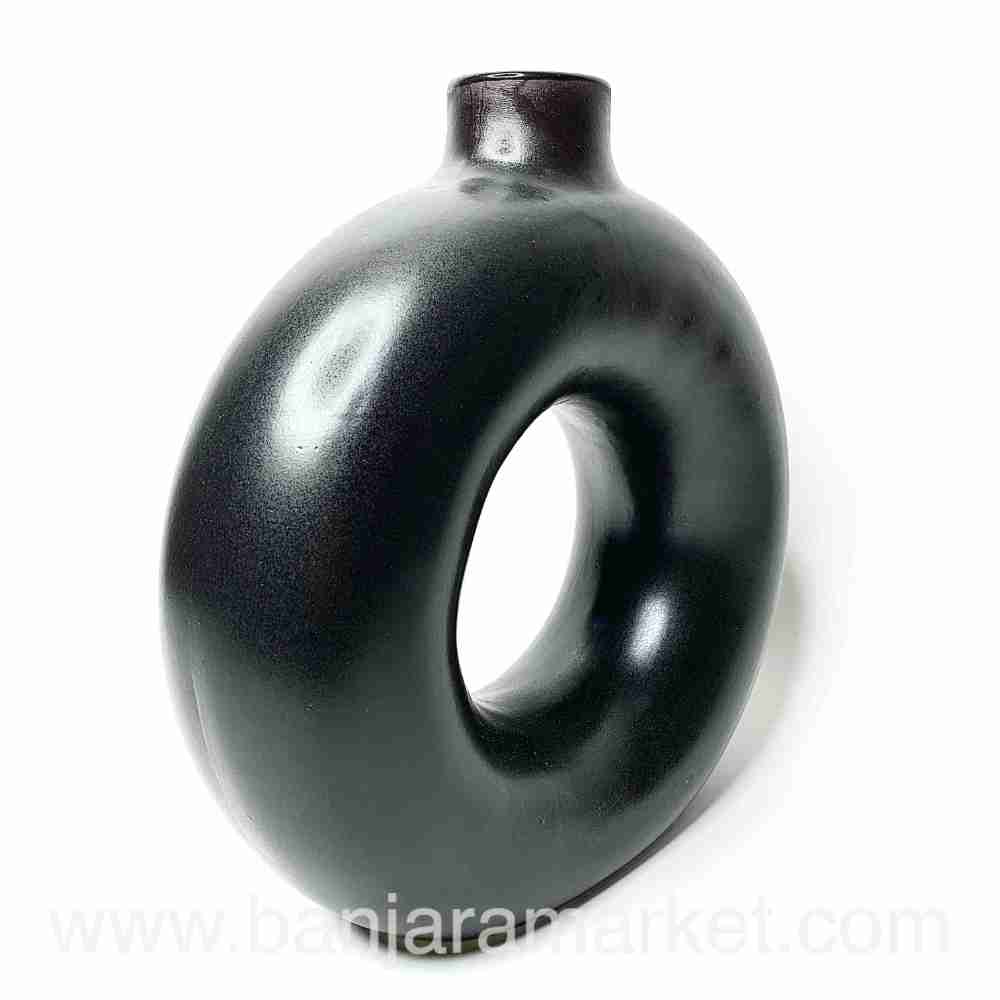 Banjara Market | Black Donut Vases (Set of 2)