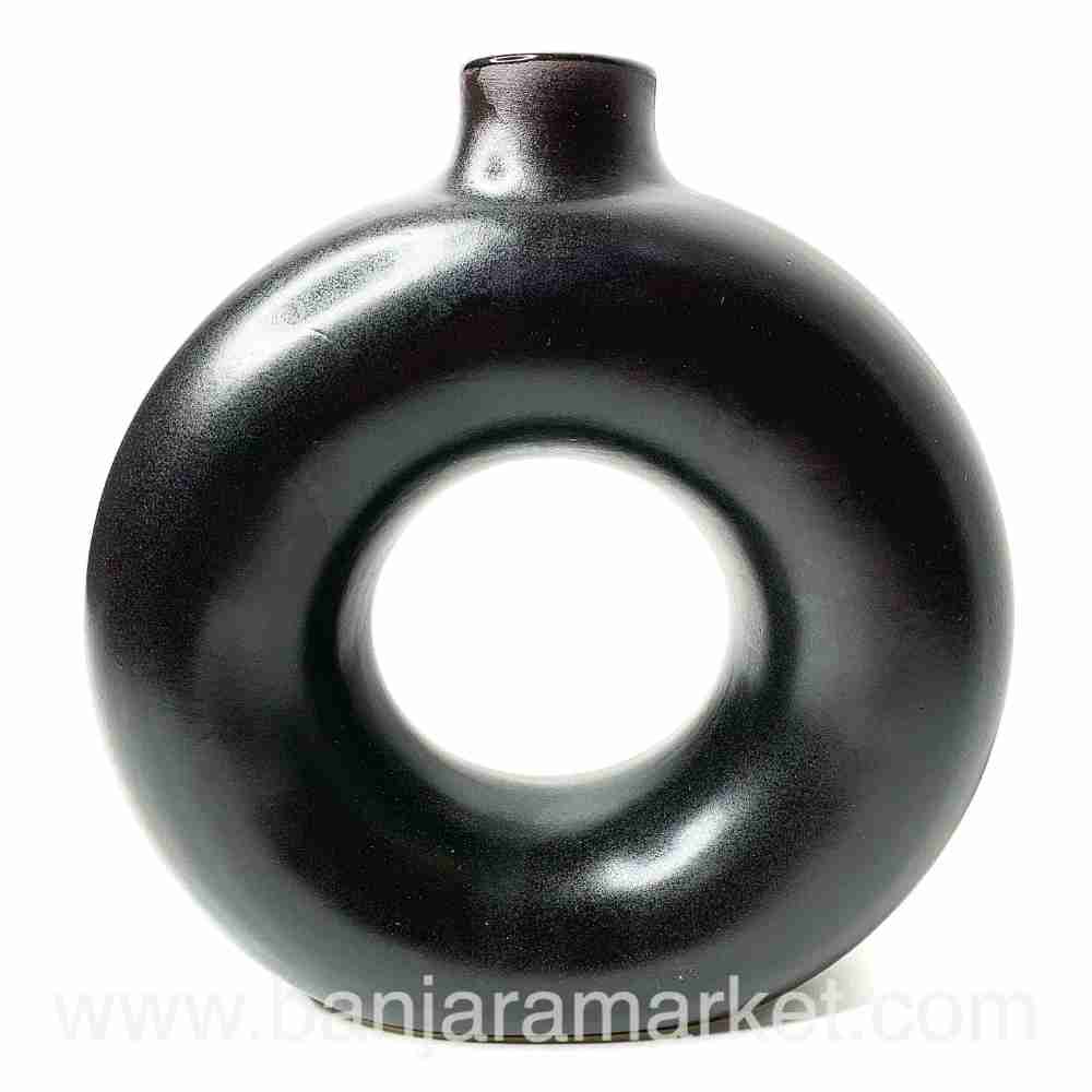 Banjara Market | Black Donut Vases (Set of 2)