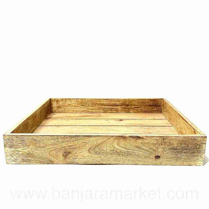 Banjara Market | Big Wooden Tray with Metal Handles