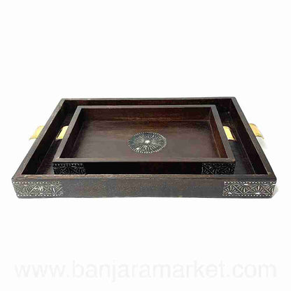 Banjara Market | Elegant Wooden Trays (Set of 2)