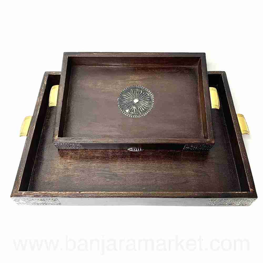 Banjara Market | Elegant Wooden Trays (Set of 2)