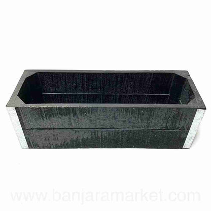 Banjara Market | Rustic Black Wooden Organizer/Planter (Slim)