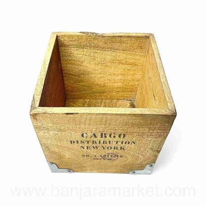 Banjara Market | Square Wooden Organizer/Planter (BIG)