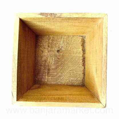 Banjara Market | Square Wooden Organizer/Planter (BIG)