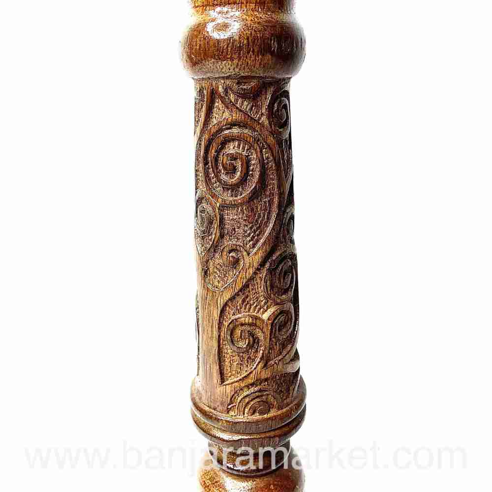 Banjara Market | Carved Wooden Candle Stands (Set of 2)(BIG)