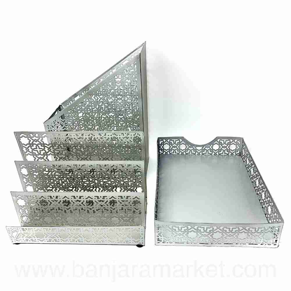 Banjara Market | Silver Metallic Organizers (Set of 3)