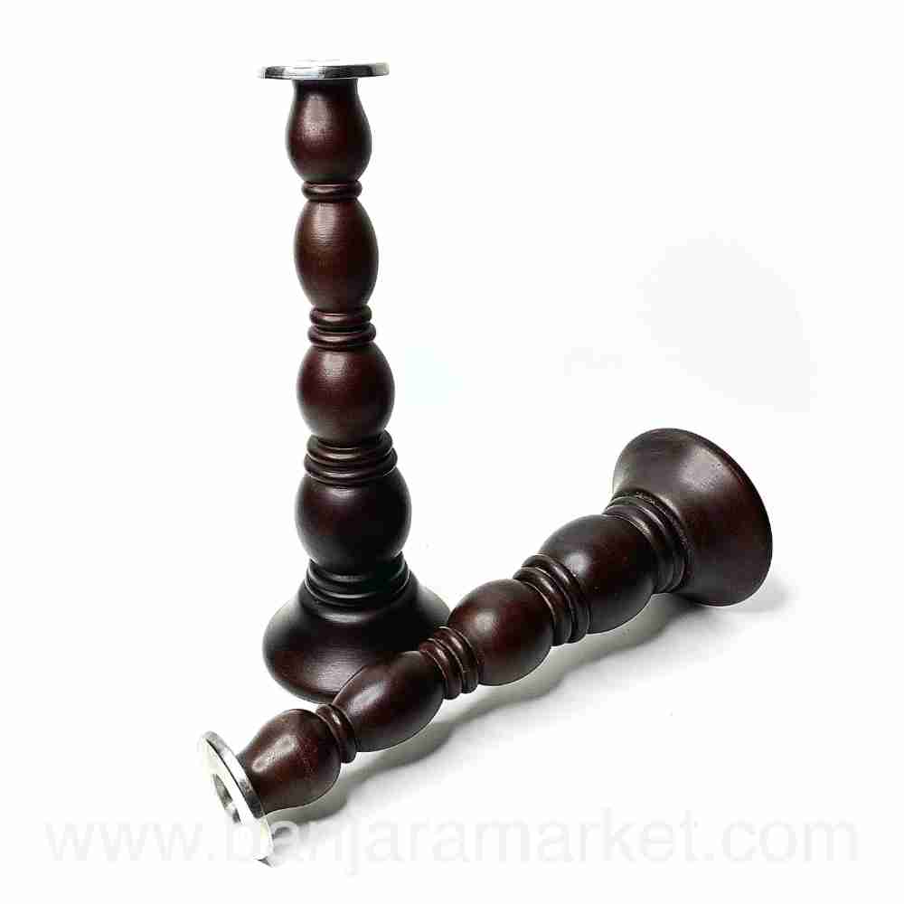 Banjara Market | Dark Brown Candle Stands (Set of 2)