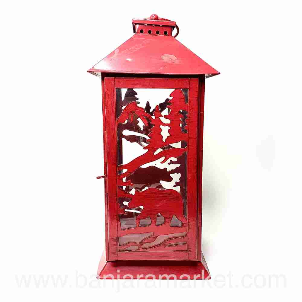 Banjara Market | Red Metallic Christmas Lantern (BIG)